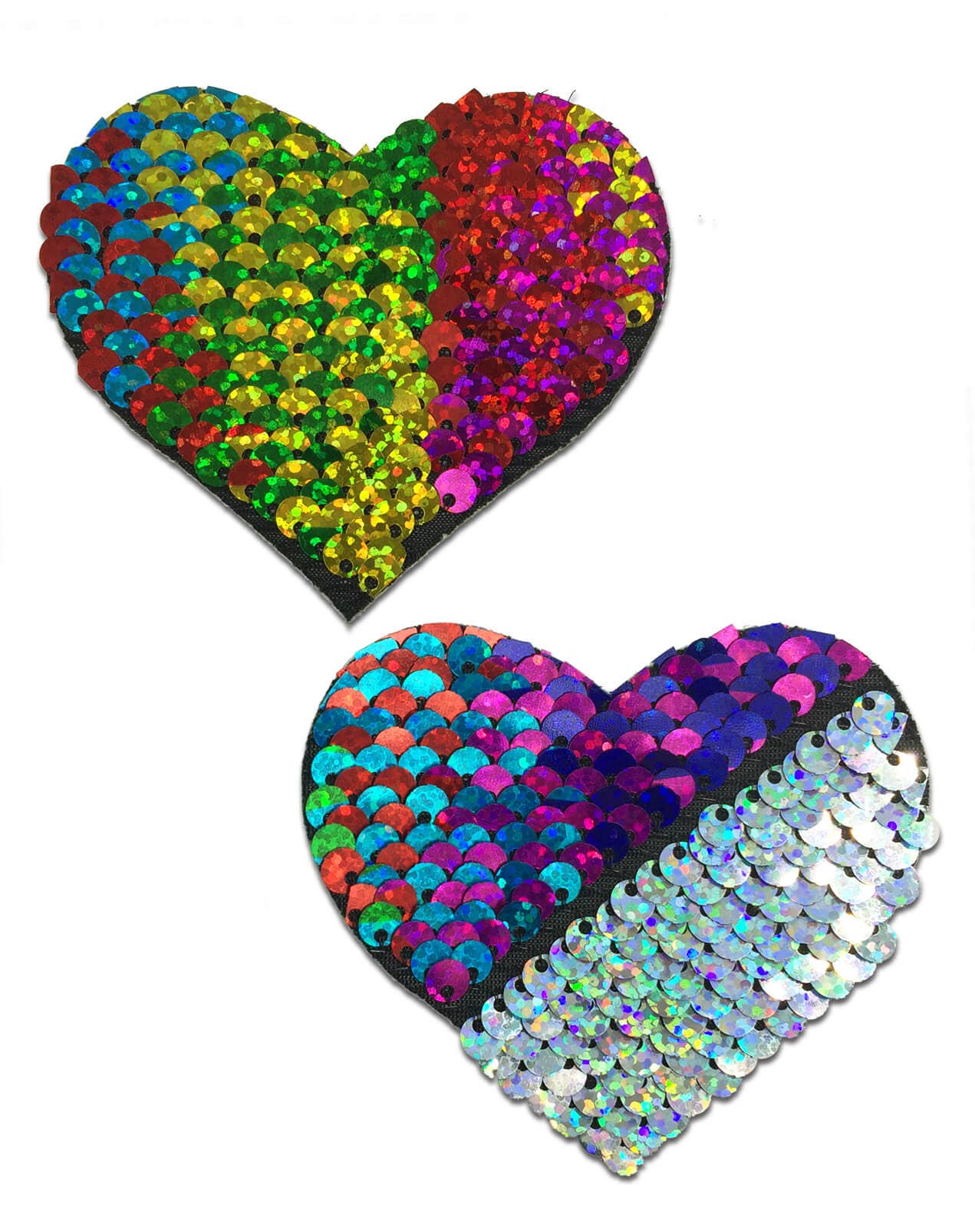 NEW PASTEASE Love Glitter Color Changing Sequin Heart Pasties in Rainbow SALE
